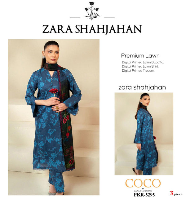 Zara Shahjahan Blue 3 Piece Premium Lawn